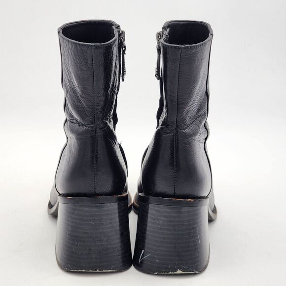 Amazon.com: Sam Edelman Women Sam Edelman Winnie Leather Square Chunky Heel Ankle Boots Black Size 7